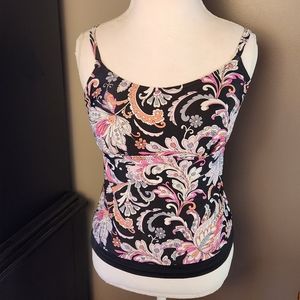 Ocean Dream Signature Women Black/Pink Paisley Swimsuit Top Size 8